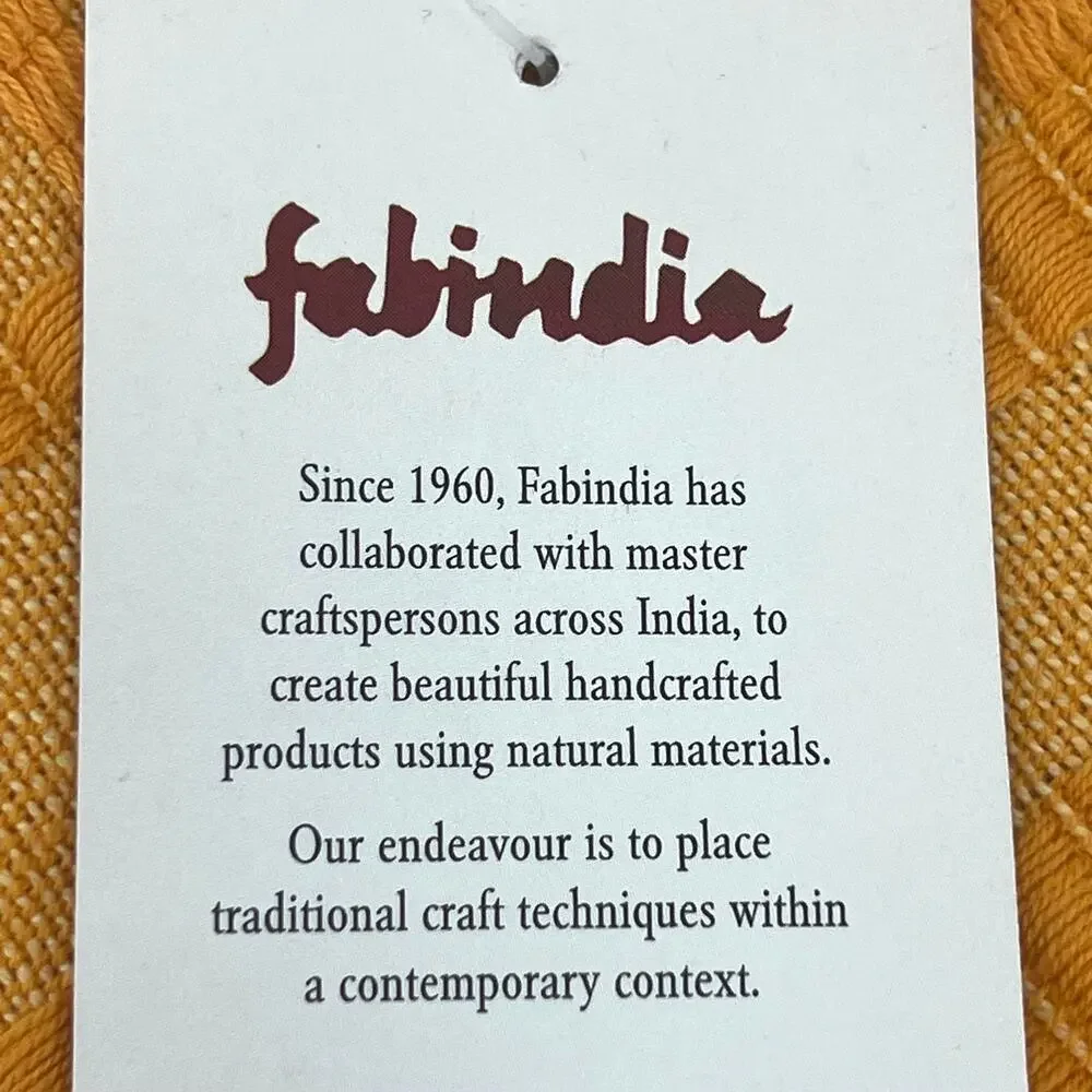 Fabindia mustard red handcrafted coverlet